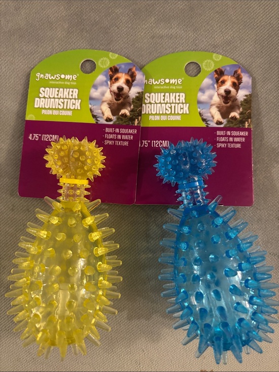 Other - Gnawsome Squeaker Drumstick Dog Toy Set - Blue & Yellow